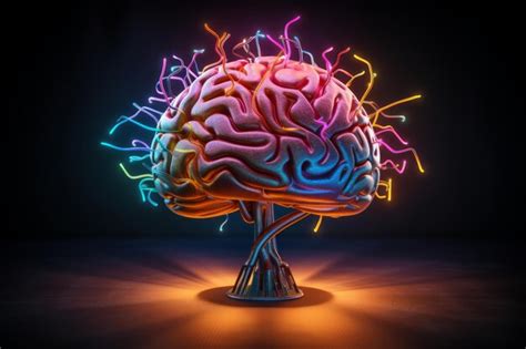 Cerebro estilizado con ondas de energía o luz, rodeado de nueces y otros frutos secos