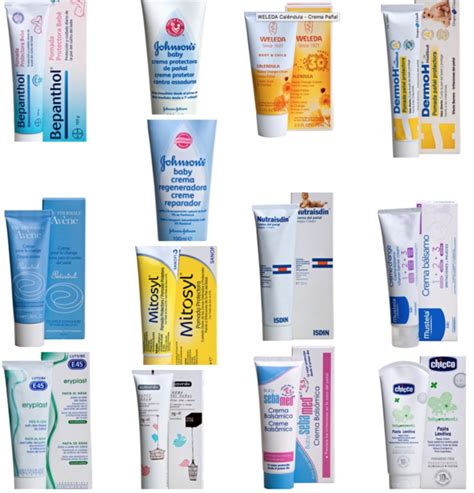 Collage de diversas marcas de cremas de pañal recomendadas