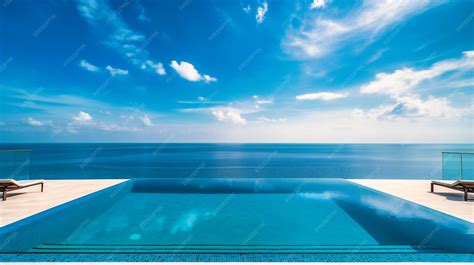 Vista panorámica de la piscina infinita del Krystal Grand Cancún con el mar de fondo