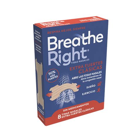 Embalaje de tiras nasales Breathe Right en sus diferentes variedades