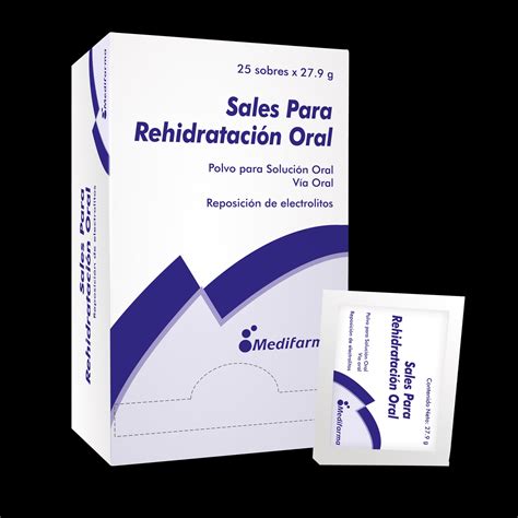 Imagen de un paquete de solución de rehidratación oral (SRO) y una jeringa con líquido.