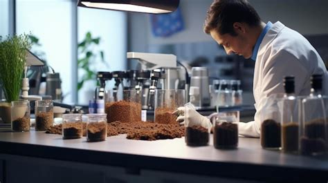 Técnico realizando un análisis de suelo en laboratorio para determinar la composición de nutrientes
