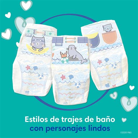 Imagen de varios pañales de agua desechables con diferentes diseños infantiles.