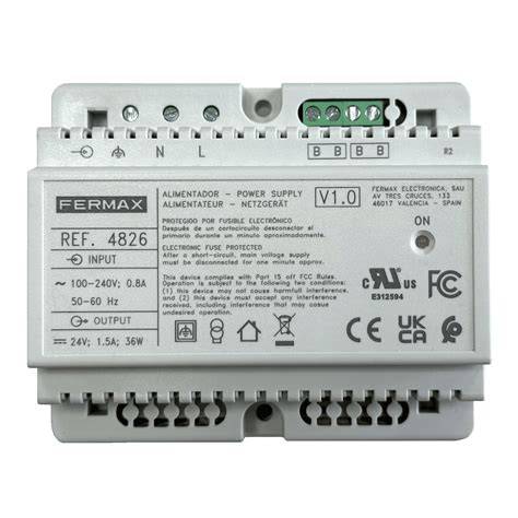 Cambiador Fermax de formato carril DIN, listo para instalar en caja de equipos eléctricos