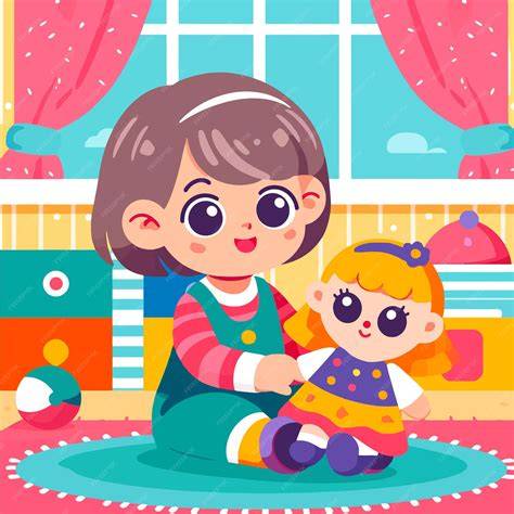 Ilustración artística de una muñeca antigua y recuerdos de infancia