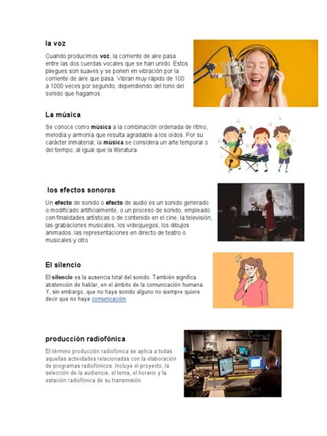 Esquema de los componentes sonoros: voz, ritmo, onomatopeyas y estructura repetitiva.