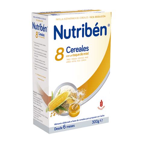 Tabla nutricional detallada de la papilla Nutribén 8 Cereales