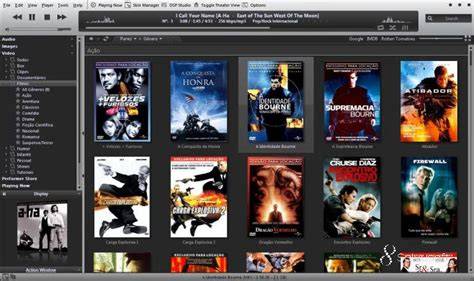 Captura de pantalla de la interfaz principal de JRiver Media Center con las diferentes secciones señaladas
