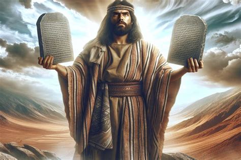 Representación de Moisés recibiendo las Tablas de la Ley en el Monte Sinaí.