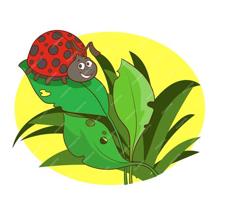 Ilustración de una mariquita comiendo pulgones en una hoja