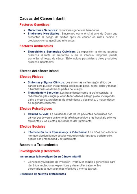 Esquema de las causas del cáncer infantil: factores genéticos, ambientales e infecciosos