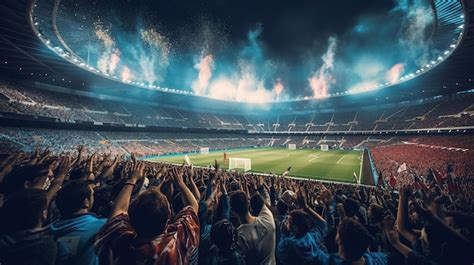 Fotografía de un estadio de fútbol con aficionados en las gradas