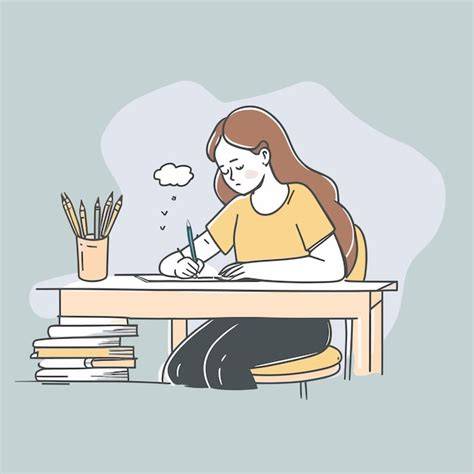 Dibujo o ilustración de una mujer escribiendo en un escritorio, con elementos que sugieren ansiedad o reflexión profunda.