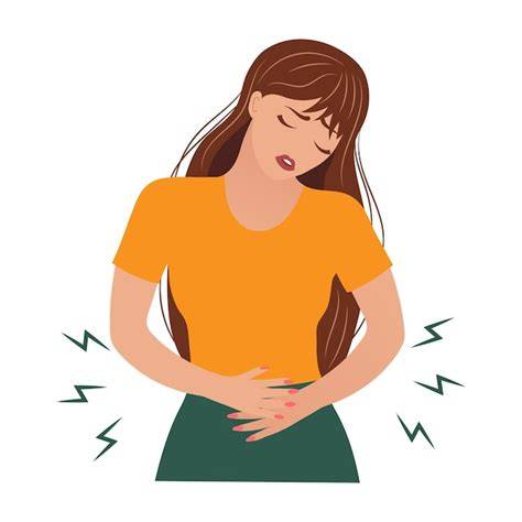 Ilustración de una mujer sintiendo dolor abdominal, indicando un síntoma de embarazo ectópico
