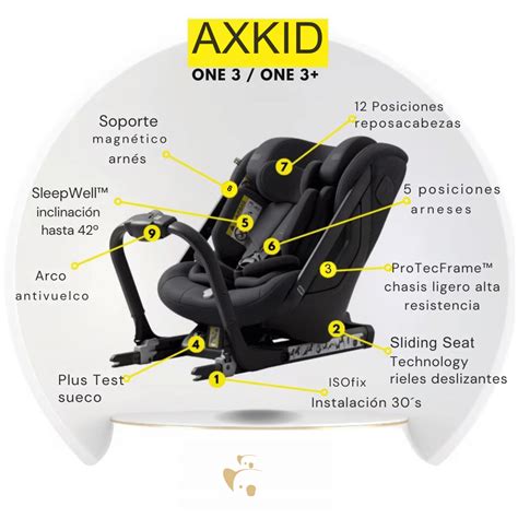 Infografía resumen de la gama de sillas Axkid por grupos y tipo de instalación