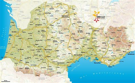 Mapa del sur de Francia y Occitania, mostrando las ubicaciones clave de la historia cátara y Aviñón