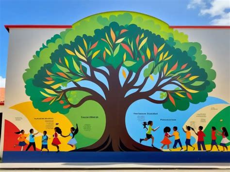 Mural educativo interactivo creado por alumnos en un aula de primaria