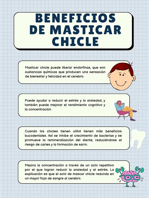 Esquema de los beneficios de masticar chicle para la salud bucal y cerebral