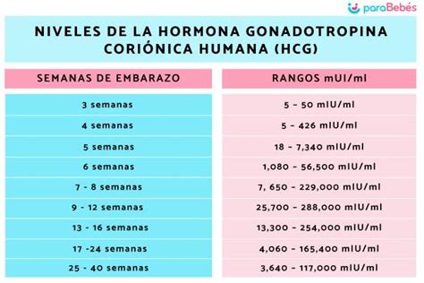 Infografía: Niveles de hormona hCG en sangre durante las primeras semanas de gestación y su ritmo de duplicación esperado.