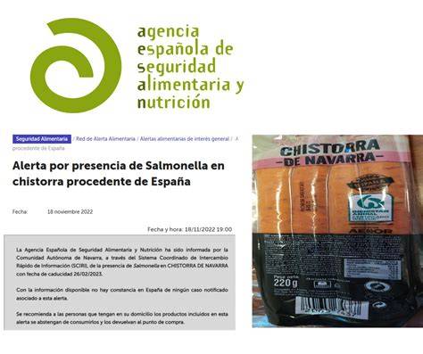 Esquema informativo sobre los riesgos de la presencia de Salmonella poona en productos de nutrición infantil a base de arroz.