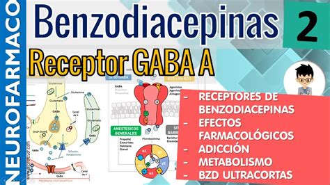 Diagrama mostrando el mecanismo de acción de las benzodiazepinas en el receptor GABA