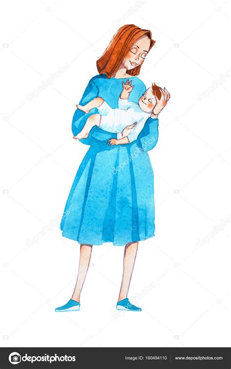 Ilustración de una madre arrullando a su bebé con una melodía suave