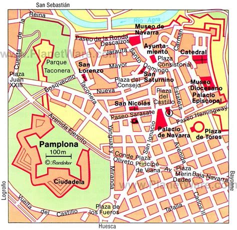 Mapa antiguo de Pamplona señalando la ubicación de la Cuesta del Palacio y el entorno donde se encontraba la antigua Inclusa.
