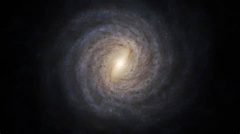 Representación artística de la Vía Láctea vista desde fuera, mostrando su forma espiral barrada