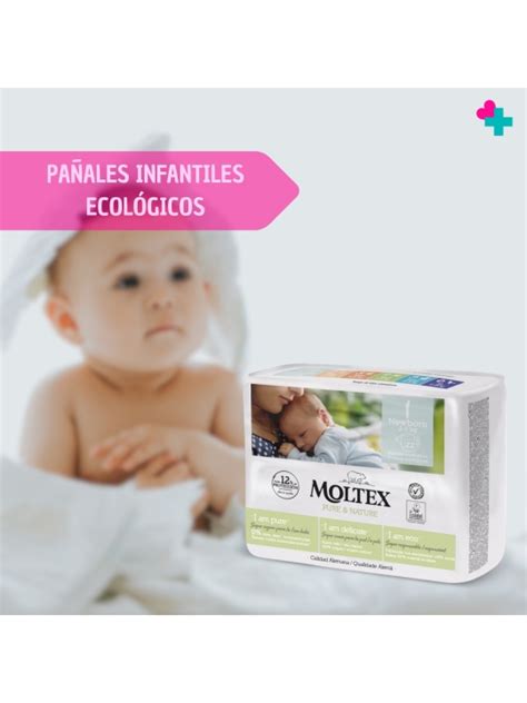 infografía detallando los materiales naturales y la tecnología de los pañales Moltex talla 2
