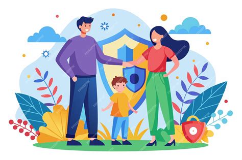 Ilustración de una familia o un bebé bajo protección social