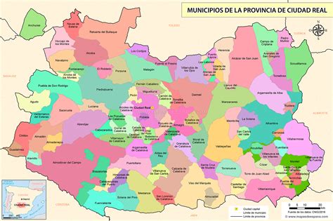 Mapa satelital de la provincia de Ciudad Real, España