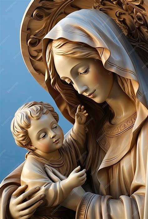 Imagen de la Virgen María con el Niño Jesús, transmitiendo ternura y protección.