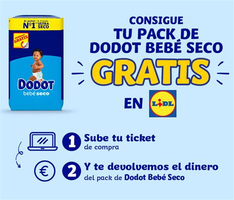 Diseño promocional de pañales Dodot en supermercado Lidl con el logo de 
