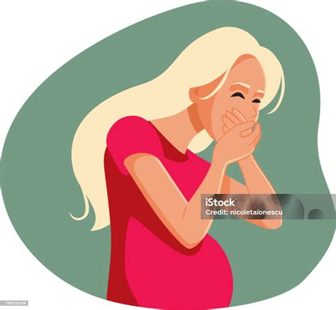 Ilustración de una mujer embarazada sintiendo náuseas matutinas