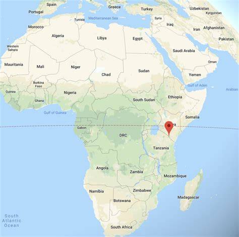 Mapa de África señalando la Cuna de la Vida cerca del Kilimanjaro