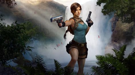 Fotograma de Lara Croft usando comunicaciones por satélite