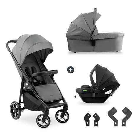 Hauck Shop N Care Trio Set (capazo, silla de paseo y silla de coche) ilustrando la versatilidad 3 en 1.