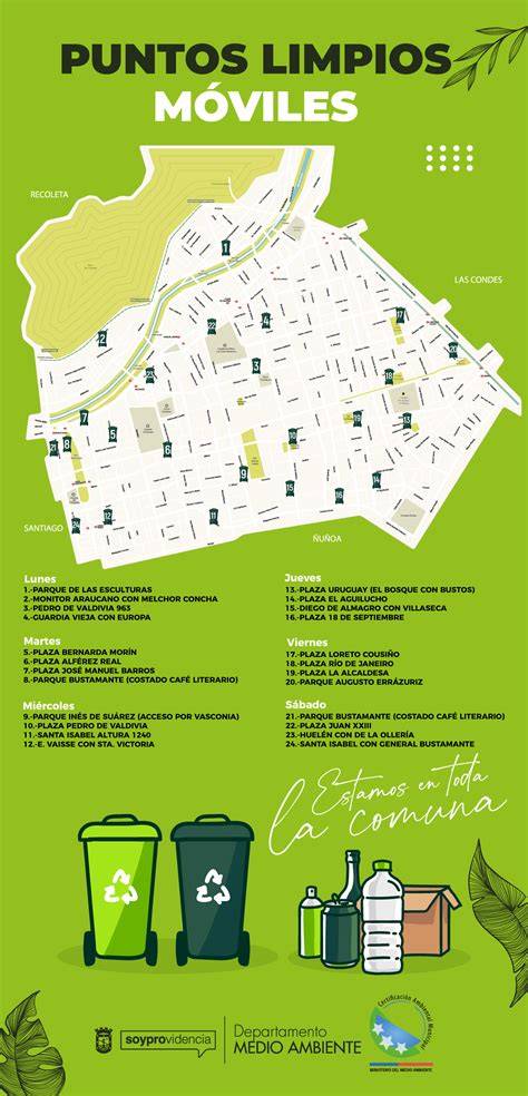 Mapa interactivo que muestra la ubicación de puntos limpios en una región