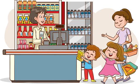Ilustración de una tienda de productos para bebés con personal amable