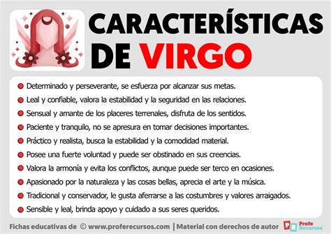 Esquema de las principales características astrológicas de Virgo: signo, elemento, planeta regente