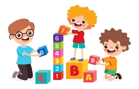 Niños manipulando bloques de construcción con números y cuentas de colores.
