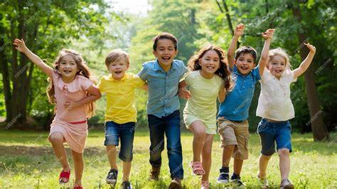 Foto de niños felices jugando al aire libre