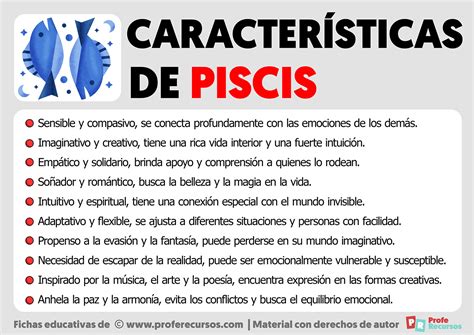 Esquema de las características clave de Piscis con el símbolo de los dos peces