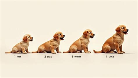 Infografía que muestra la línea temporal del desarrollo del cachorro desde las 3 hasta las 12 semanas, destacando los hitos de alimentación y socialización.