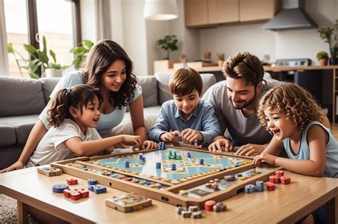 Foto: Familia jugando a un juego de mesa en el salón.