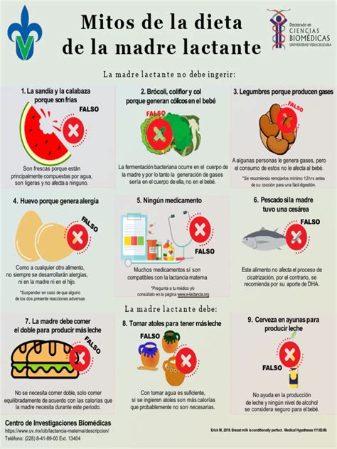 Infografía: Dieta equilibrada con alimentos variados para la madre lactante