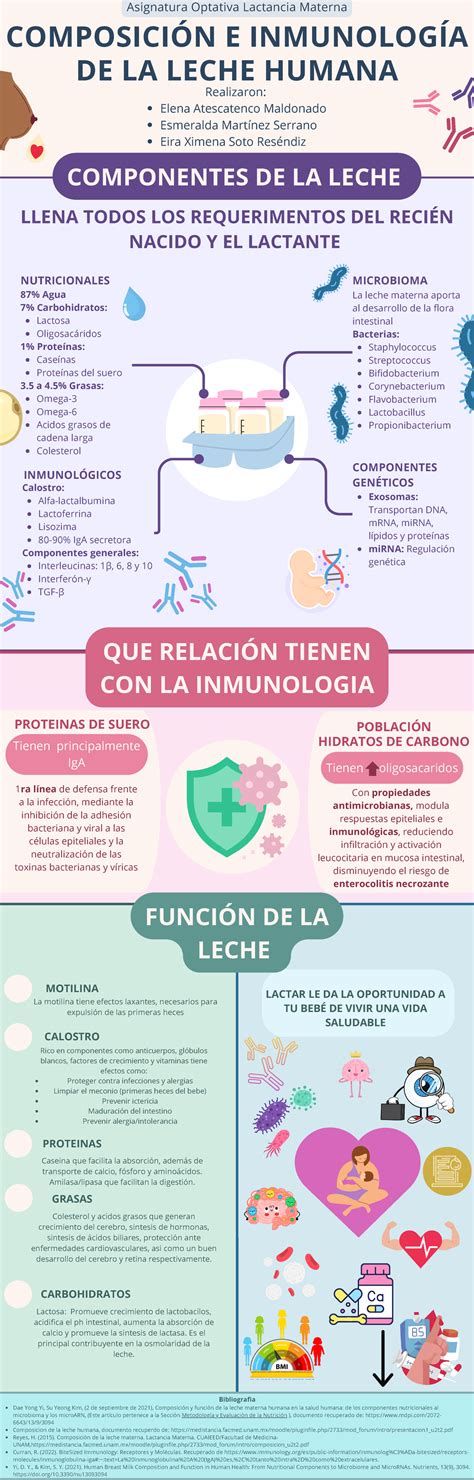 Infografía comparando la composición de la leche materna humana y la leche de vaca.