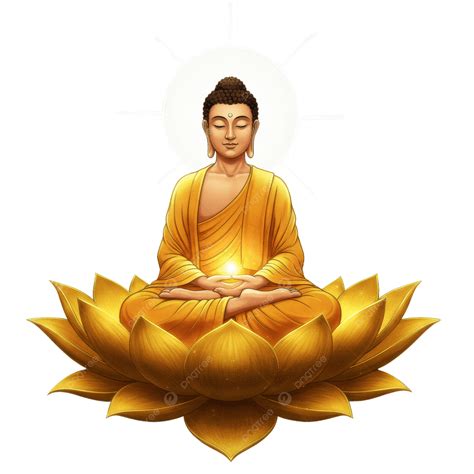 Representación artística de Buda sentado sobre una flor de loto.