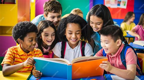 Niños leyendo poesía en un aula