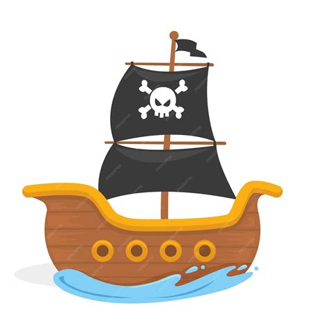 Ilustración de un barco pirata en el mar
